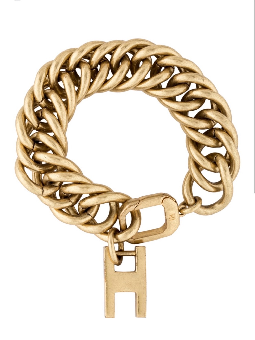 India Hicks Heritage Link Bracelet Gold Tone Chain H Charm Statement Bracelet